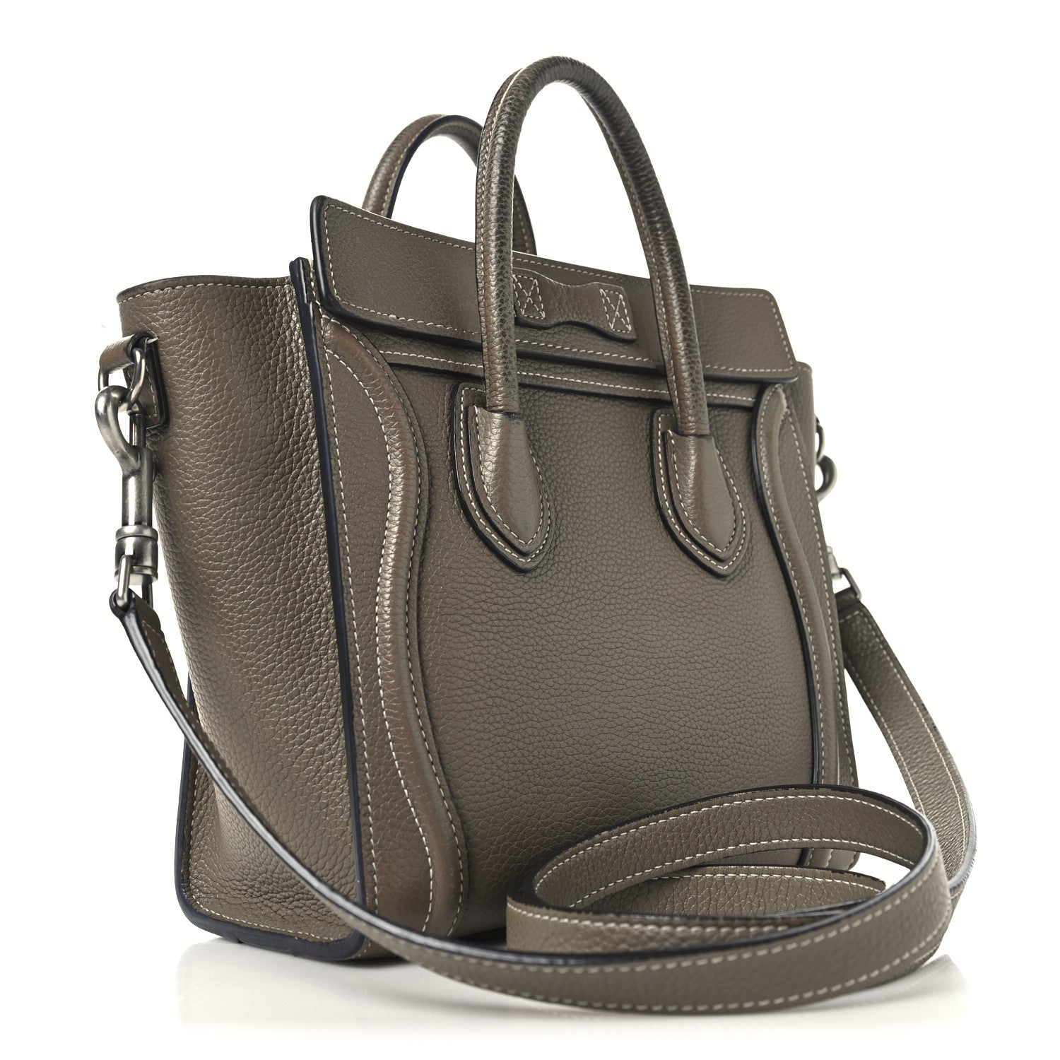 Celine Drummed Calfskin Nano Luggage Souris 2 of 12