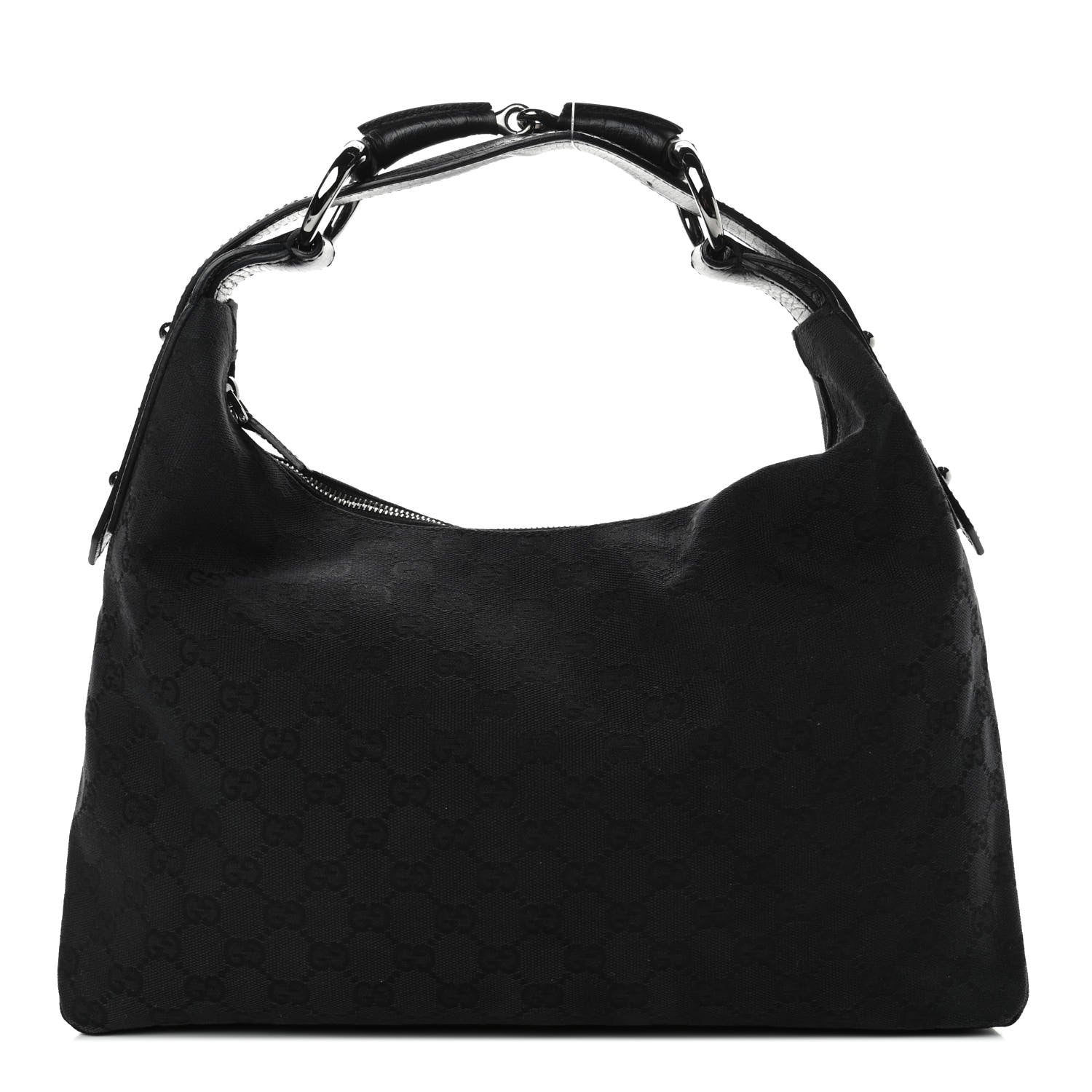 Gucci Monogram Medium Horsebit Chain Hobo Black 1 of 5