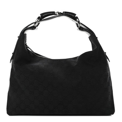 Gucci Monogram Medium Horsebit Chain Hobo Black 1 of 5