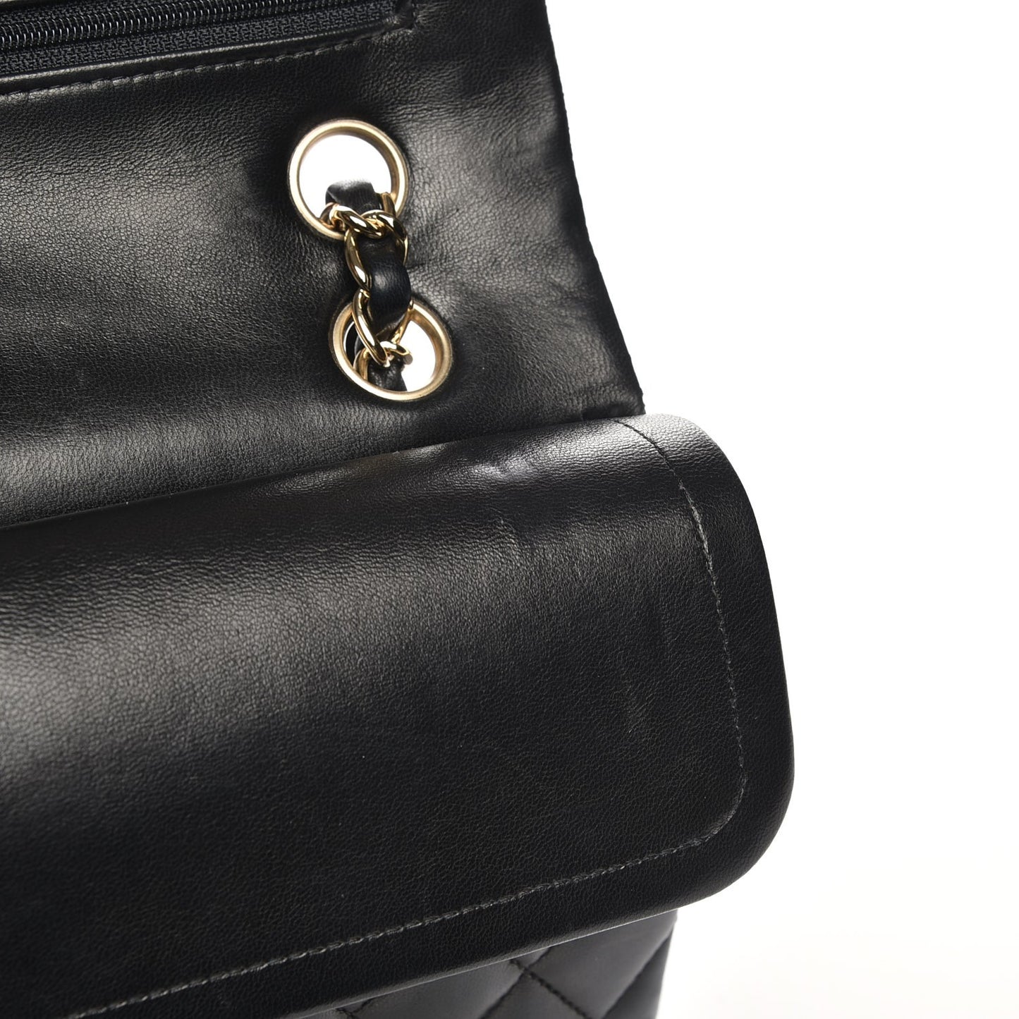 Lambskin Quilted Medium Double Flap Black