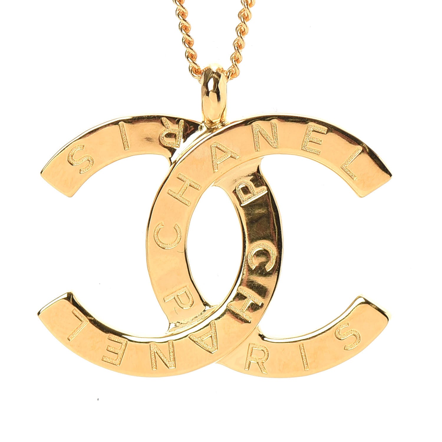 Chanel Metal CC Paris Button Necklace Gold 5 of 6