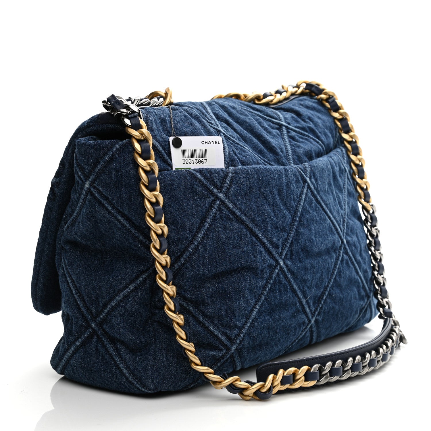 Chanel Denim Quilted Maxi Chanel 19 Flap Blue 3 of 11
