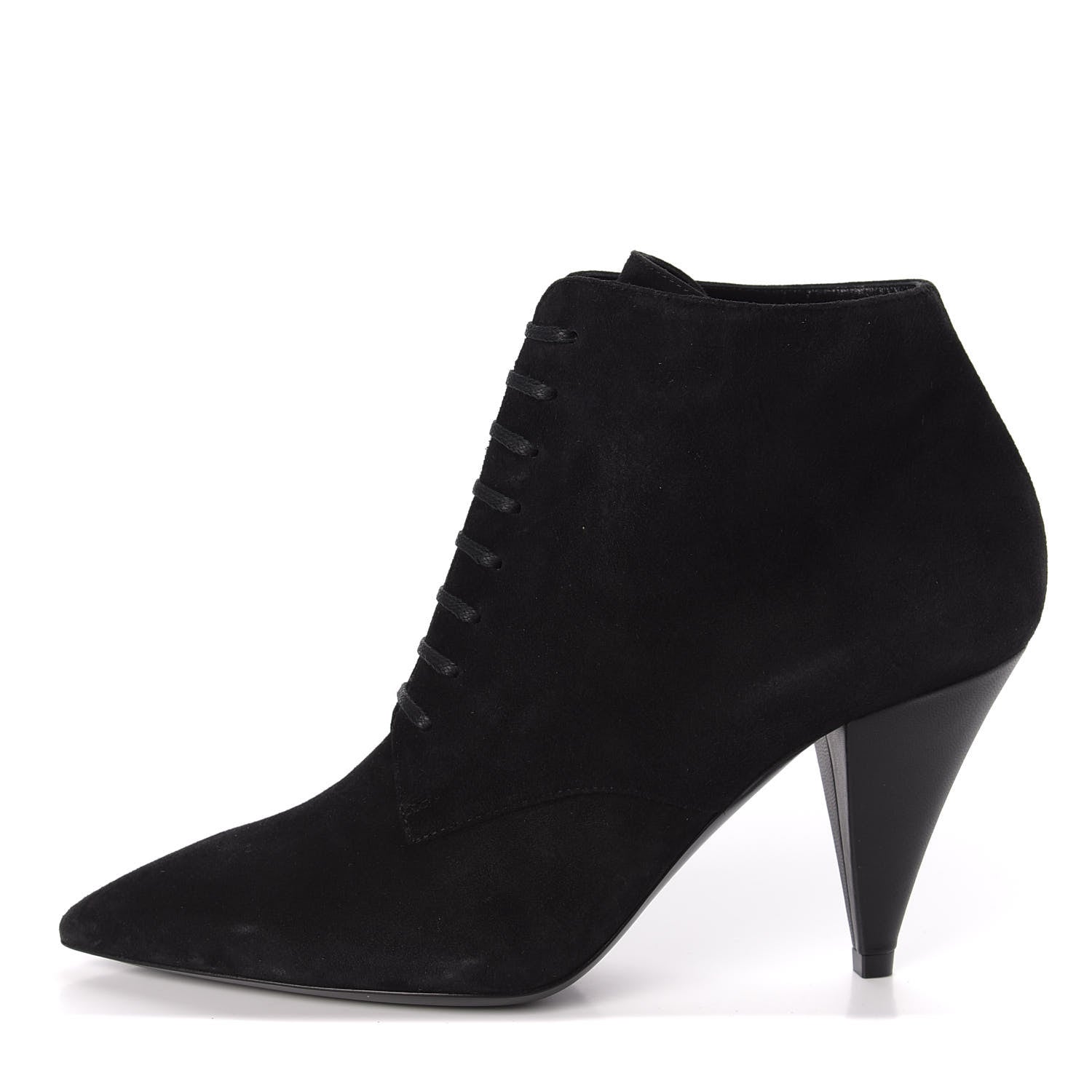 Saint Laurent Suede Kiki Lace-Up Ankle Boot 38.5 Black 1 of 10