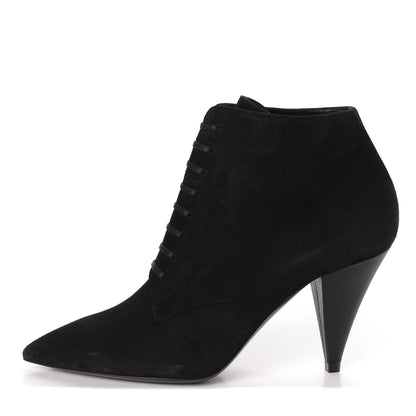 Saint Laurent Suede Kiki Lace-Up Ankle Boot 38.5 Black 1 of 10