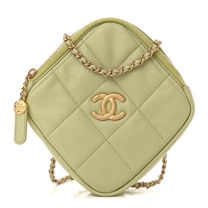 Chanel Lambskin Quilted Diamond Clutch With Chain Light Green 1 of 11