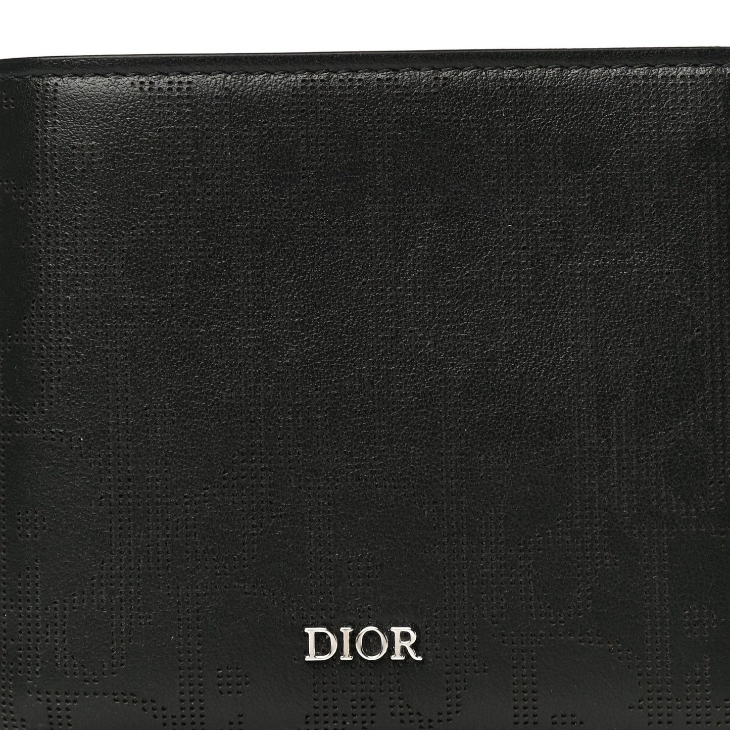 Calfskin Perforated Oblique Bi-Fold Do Galaxy Wallet Black