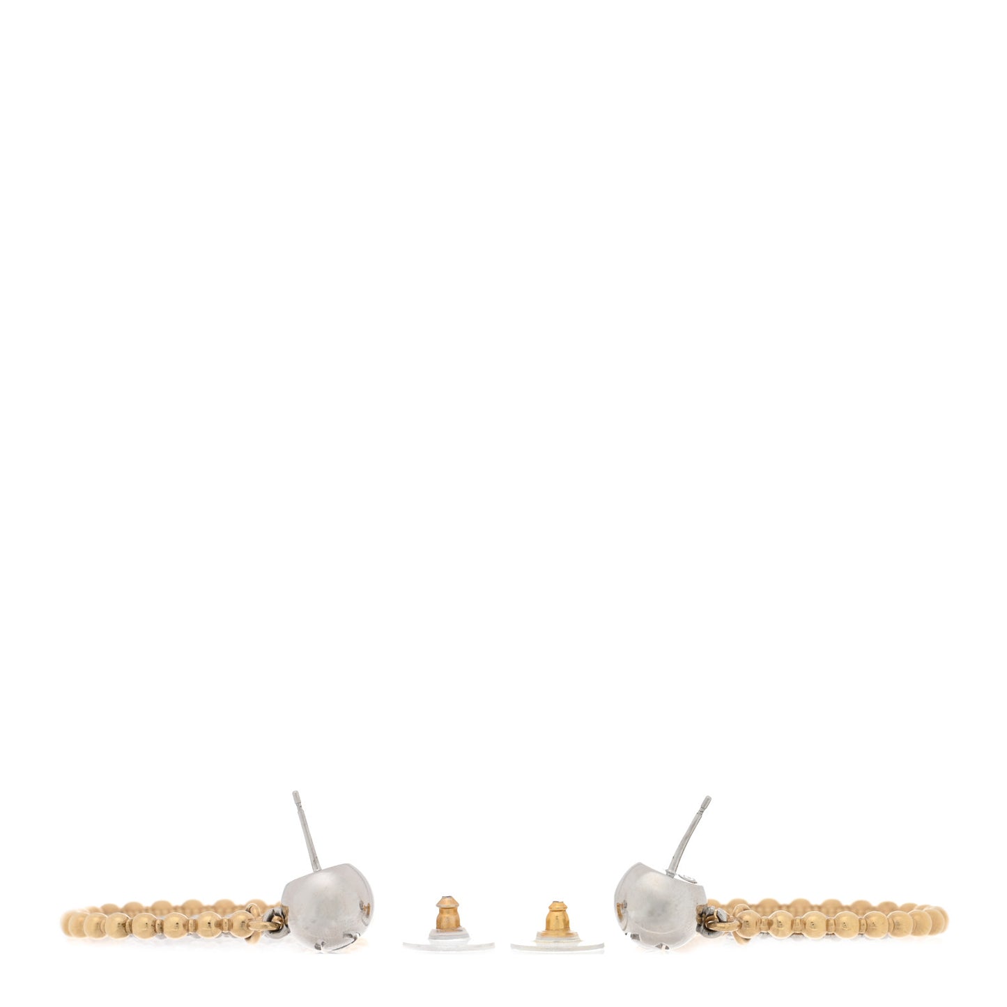 Metal Bead Round CC Drop Earrings Gold Silver