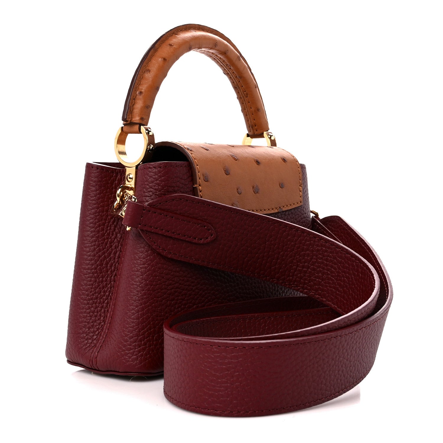 Louis Vuitton Taurillon Ostrich Mini Capucines Griotte Red Honey 3 of 9