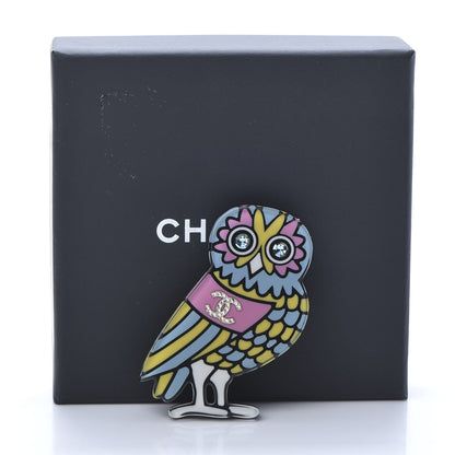 Chanel Resin Crystal Owl CC Brooch Blue Yellow Golden 5 of 5