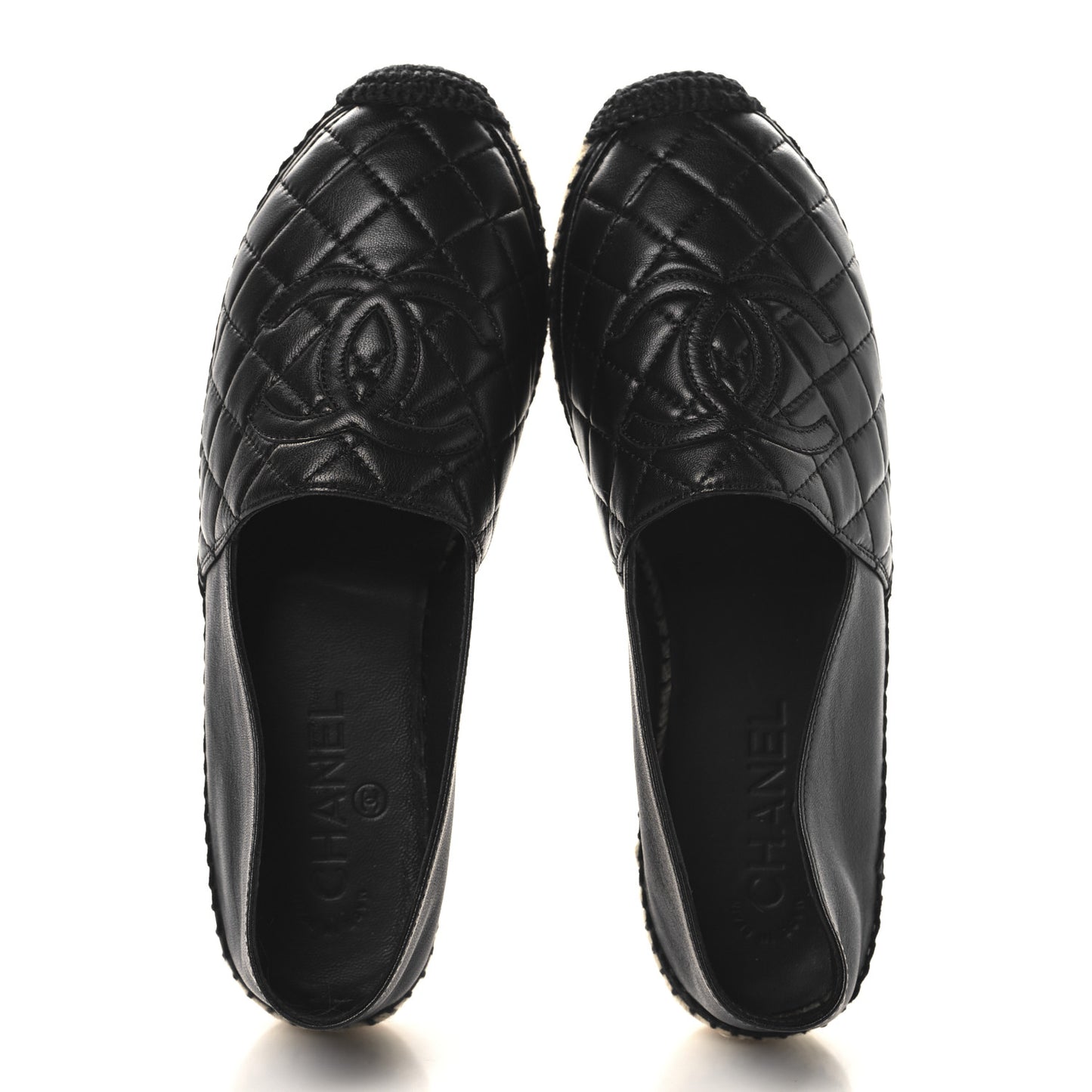 Lambskin Quilted CC Espadrilles 39 Black