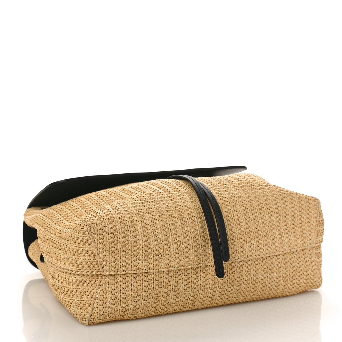Raffia Calfskin Lady Bag Natural Black