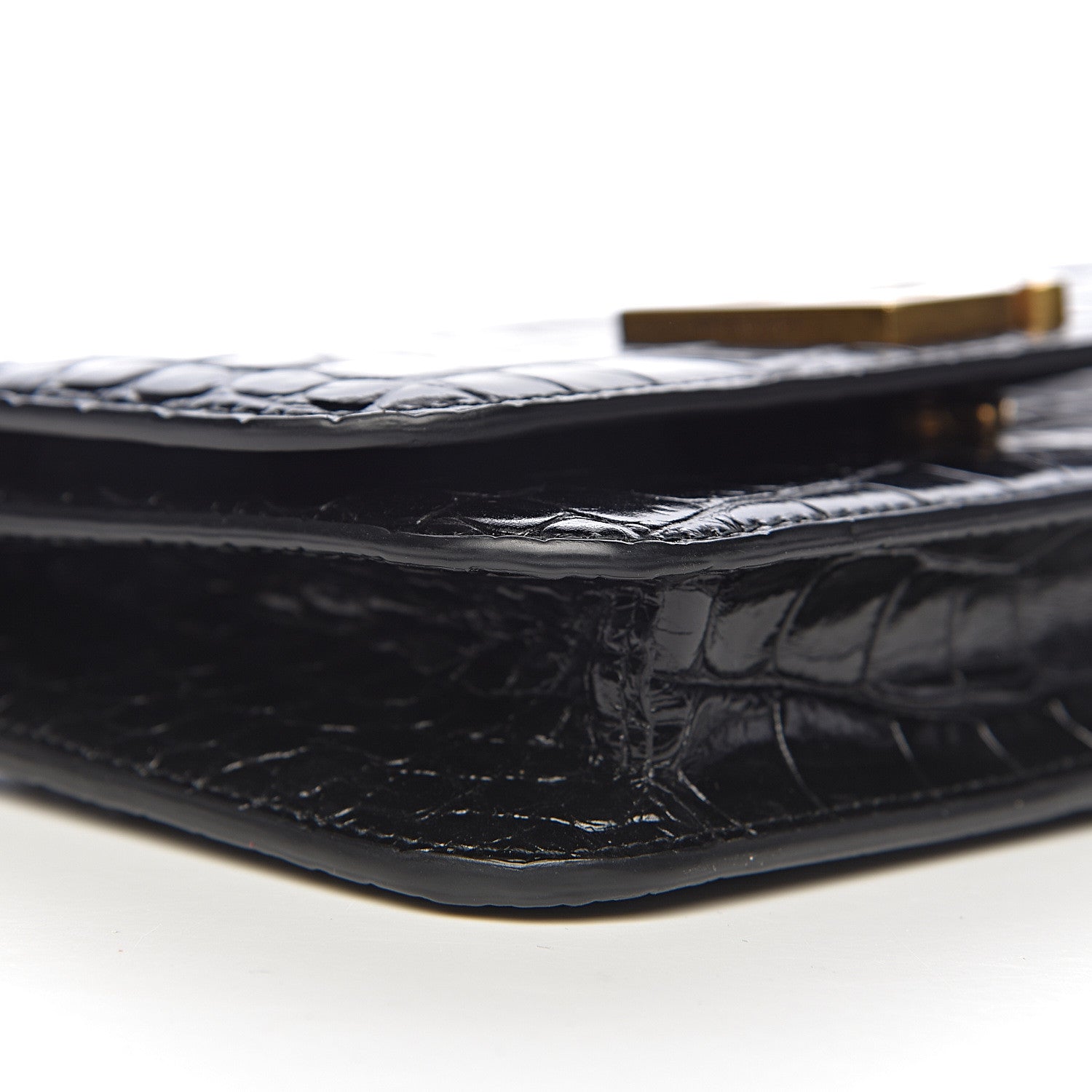 Balenciaga Crocodile Embossed Patent B Wallet On Chain Black 9 of 11