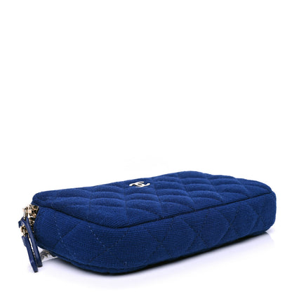 Chanel Jersey Quilted Small Clutch With Chain Navy 3 of 4