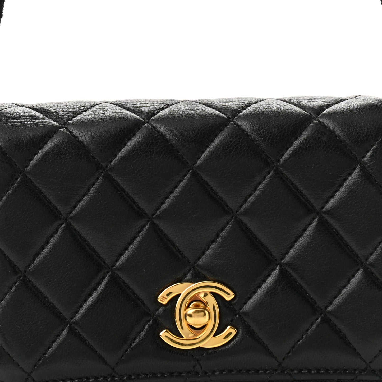 Lambskin Velvet Quilted Flap Shoulder Bag Black