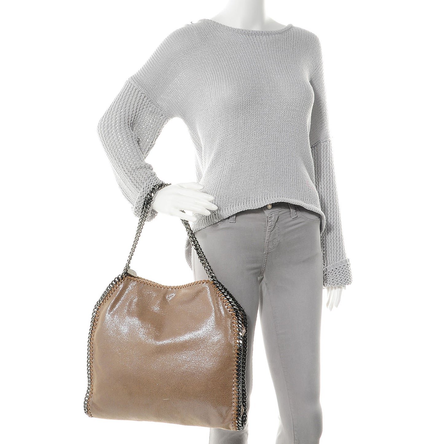 Faux Leather Shaggy Deer Small Falabella Tote Chamois