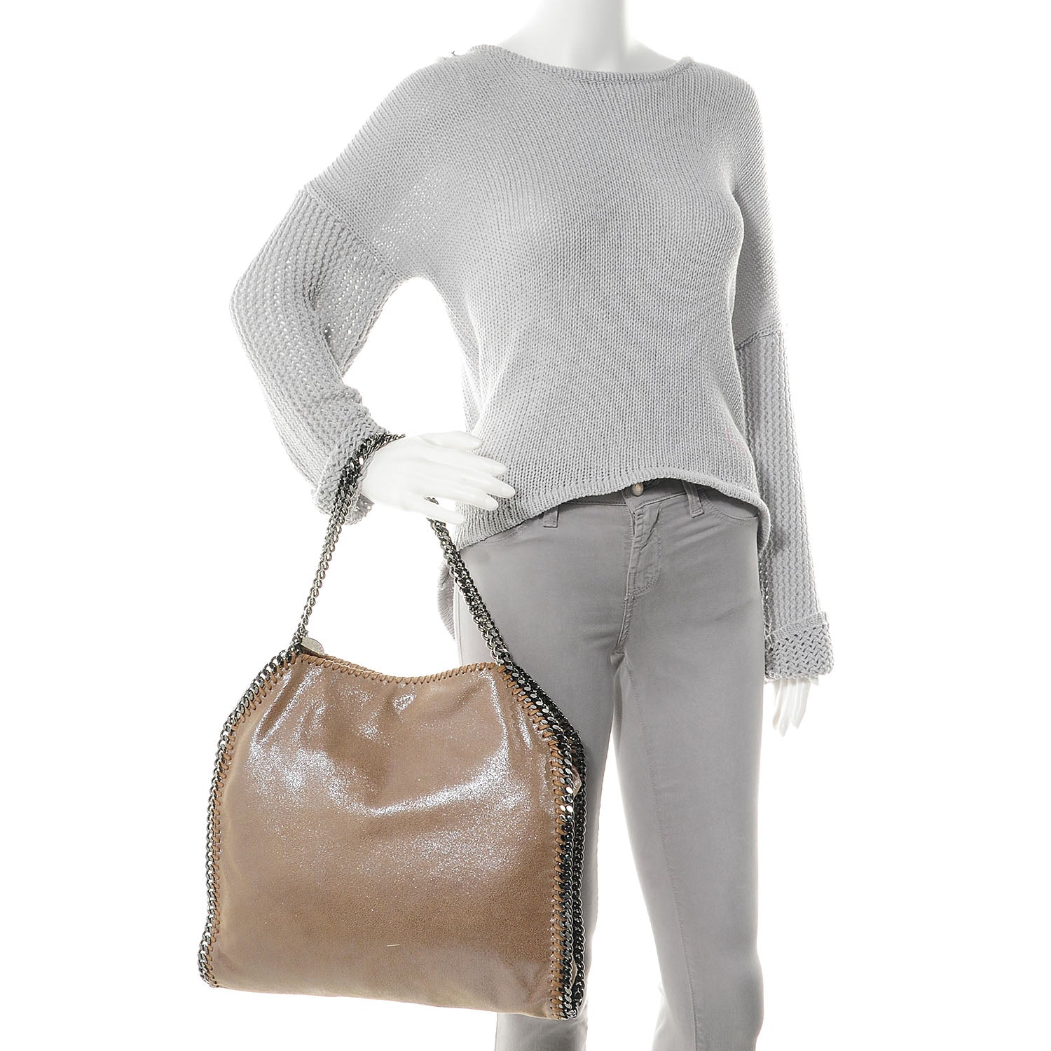 Stella McCartney Faux Leather Shaggy Deer Small Falabella Tote Chamois 2 of 9