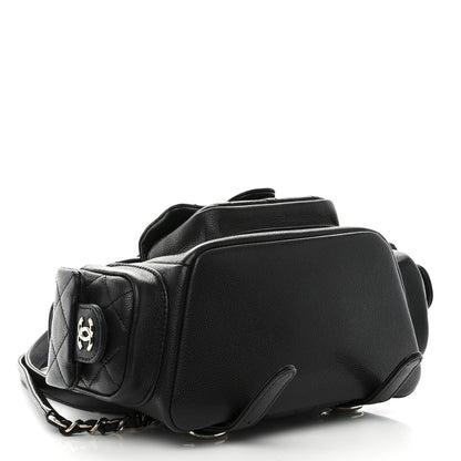 Chanel Shiny Caviar Quilted Small Pockets Drawstring Backpack Black 4 of 10