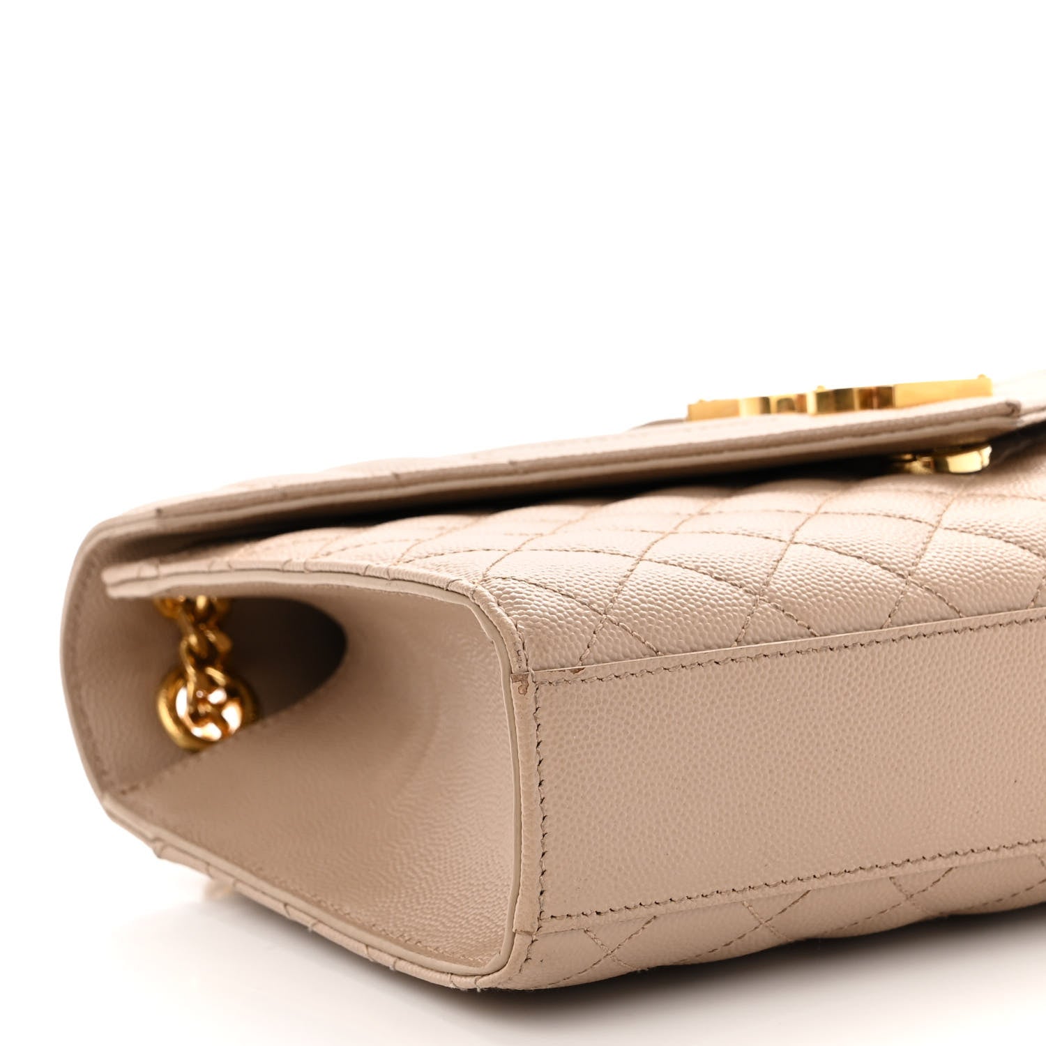 Saint Laurent Grain De Poudre Textured Mixed Matelasse Medium Triquilt Monogram Satchel Dark Beige 8 of 12
