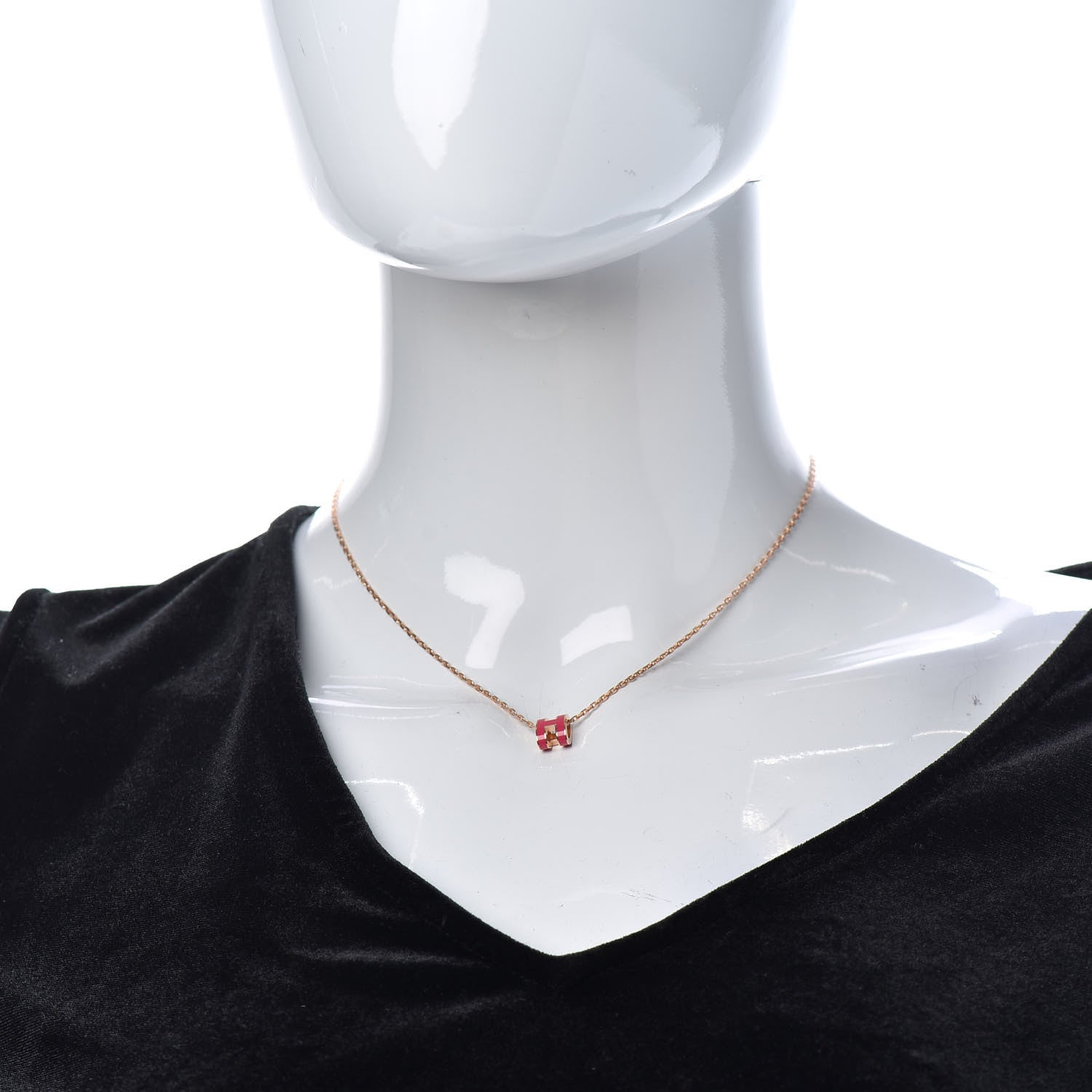 Hermes Lacquered Rose Gold Mini Pop H Pendant Necklace Rose Extreme 2 of 6