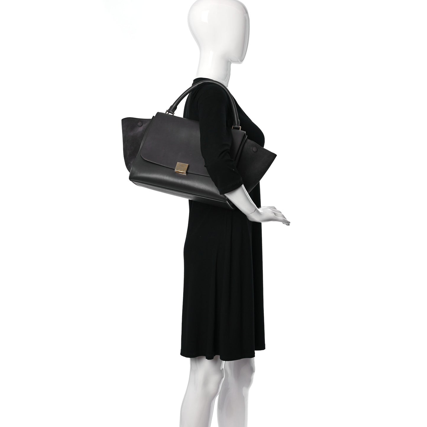 Smooth Calfskin Suede Small Trapeze Grey
