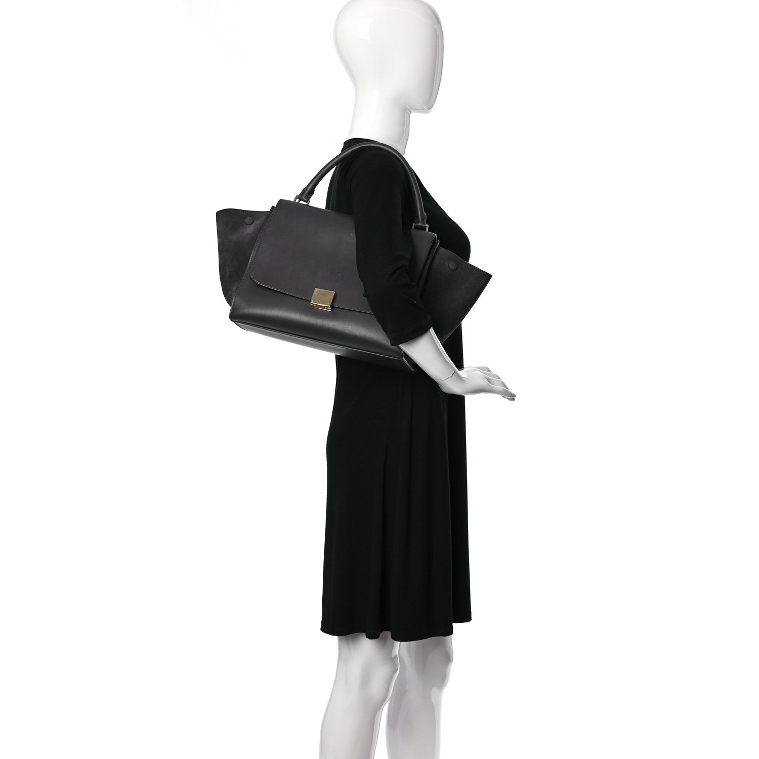 Celine Smooth Calfskin Suede Small Trapeze Grey 2 of 12