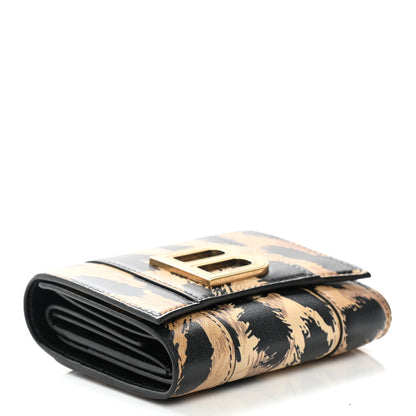 Balenciaga Smooth Calfskin Leopard Print Hourglass Compact Wallet Beige 4 of 8