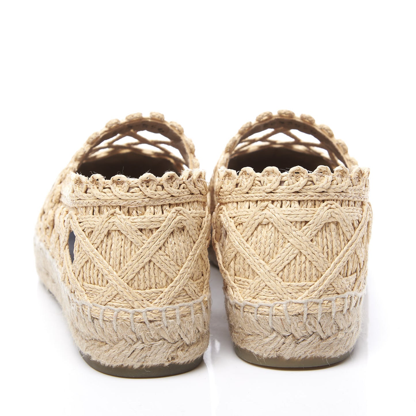 Woven Fabric Grosgrain CC Espadrilles 38 Beige Black