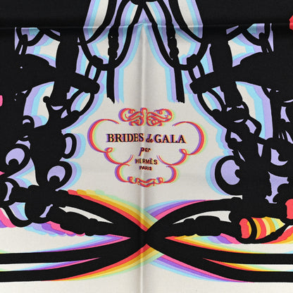 Hermes Silk Brides De Gala Shadow Pocket Square Creme Black Rose Fluo 4 of 4