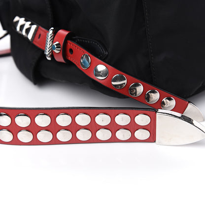 Prada Nylon New Vela Studded Messenger Black Fuoco 9 of 10