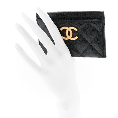 Chanel Caviar Quilted Textured CC Card Holder Black 2 of 10