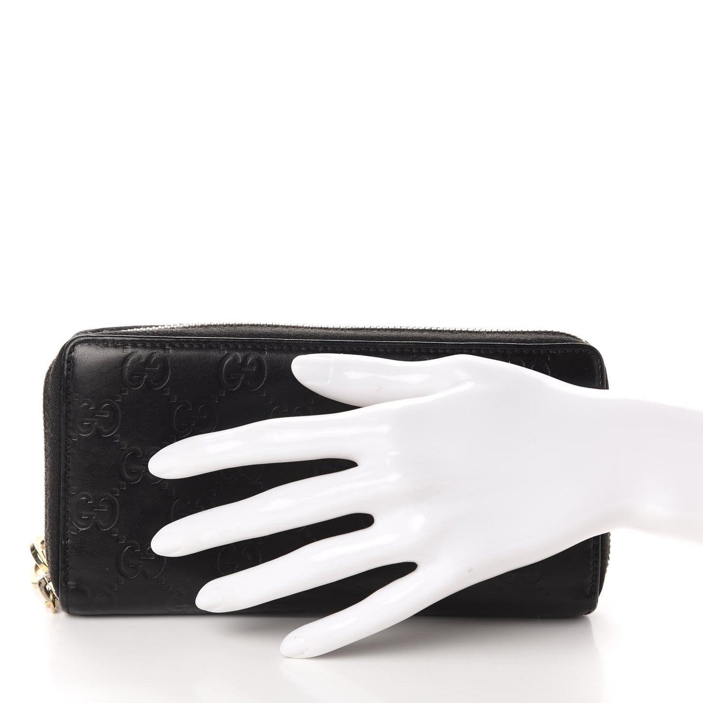 Guccissima Large Twins Zip Around Wallet Black