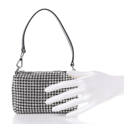 Alexander Wang Mesh Crystal Rhinestone Mini Heiress Pouch Black Silver 2 of 9