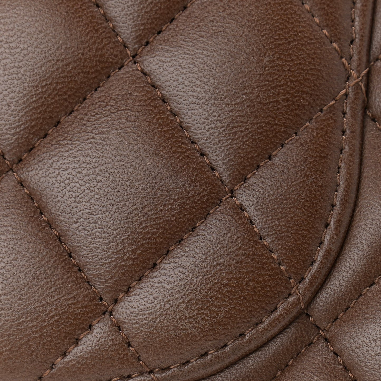 Lambskin Quilted Medium Double Flap Brown