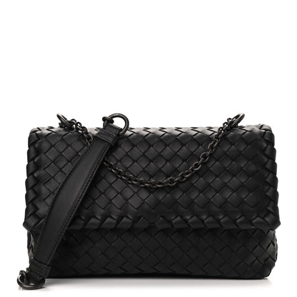 Bottega Veneta Nappa Intrecciato Baby Olimpia Shoulder Bag Black 1 of 11