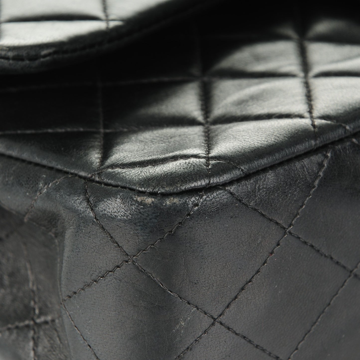 Lambskin Quilted Medium Double Flap Black