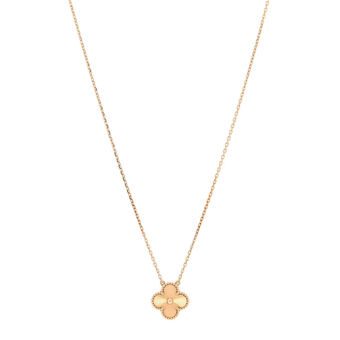18K Yellow Gold Guilloche Vintage Alhambra Pendant Necklace