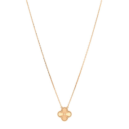 Van Cleef & Arpels 18K Yellow Gold Guilloche Vintage Alhambra Pendant Necklace 1 of 6