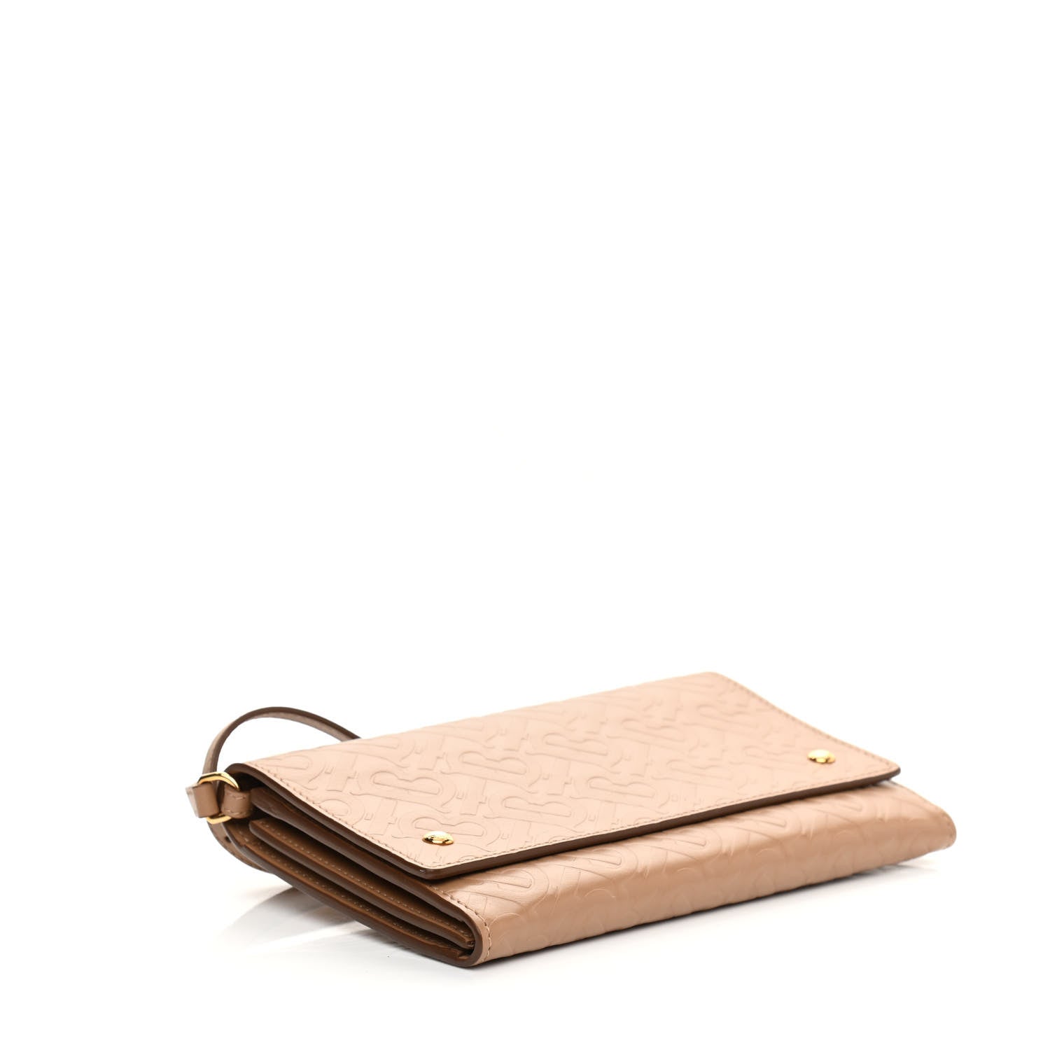 Burberry Calfskin Embossed Monogram Crossbody Light Camel 4 of 11