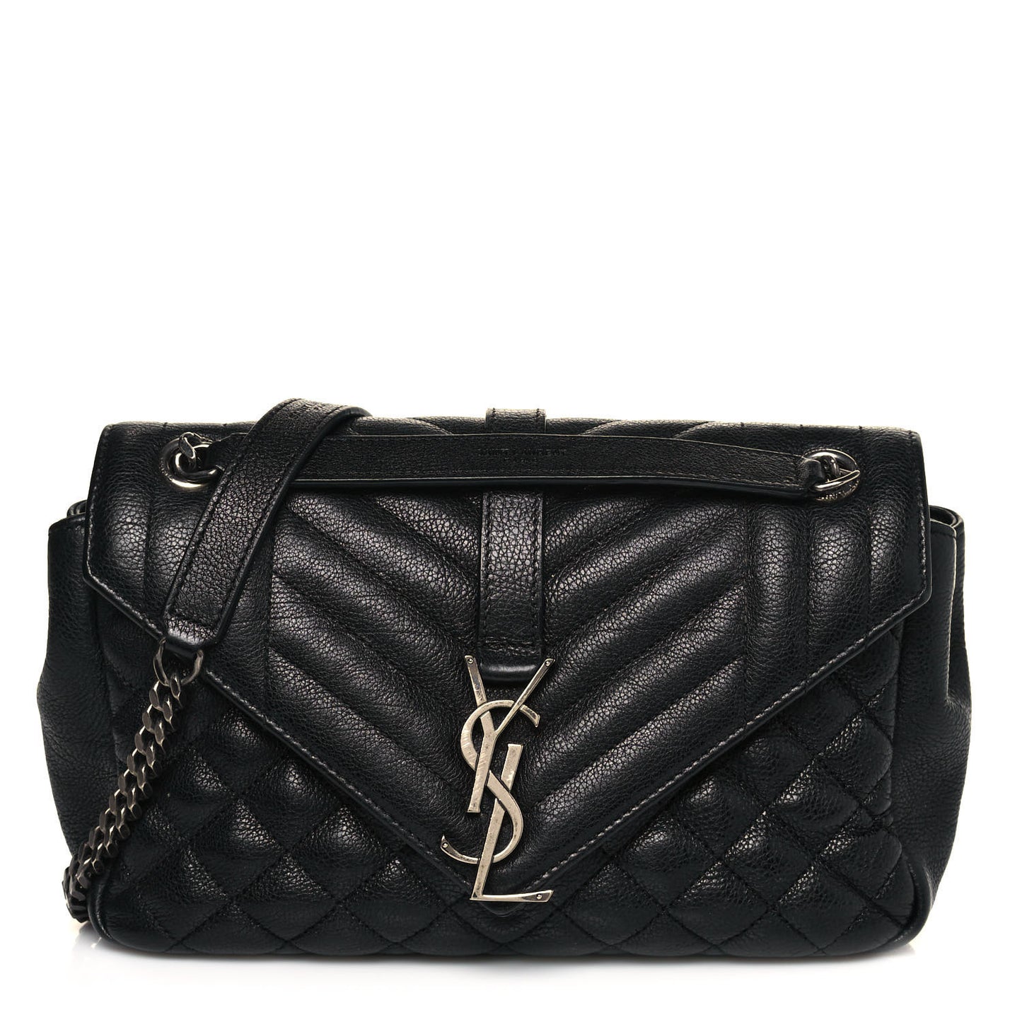Sheepskin Tri-Quilt Monogram Medium College Bag Black