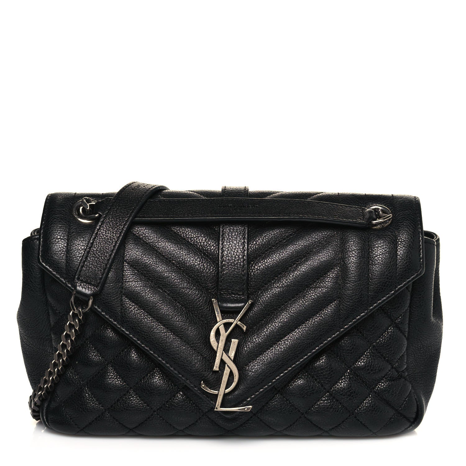 Saint Laurent Sheepskin Tri-Quilt Monogram Medium College Bag Black 1 of 20