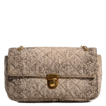 Prada Tessuto Nylon Quilted Floral Flap Beige 1 of 9