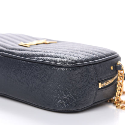 Saint Laurent Grain De Poudre Matelasse Monogram Mini Lou Camera Bag Dark Smog 9 of 10