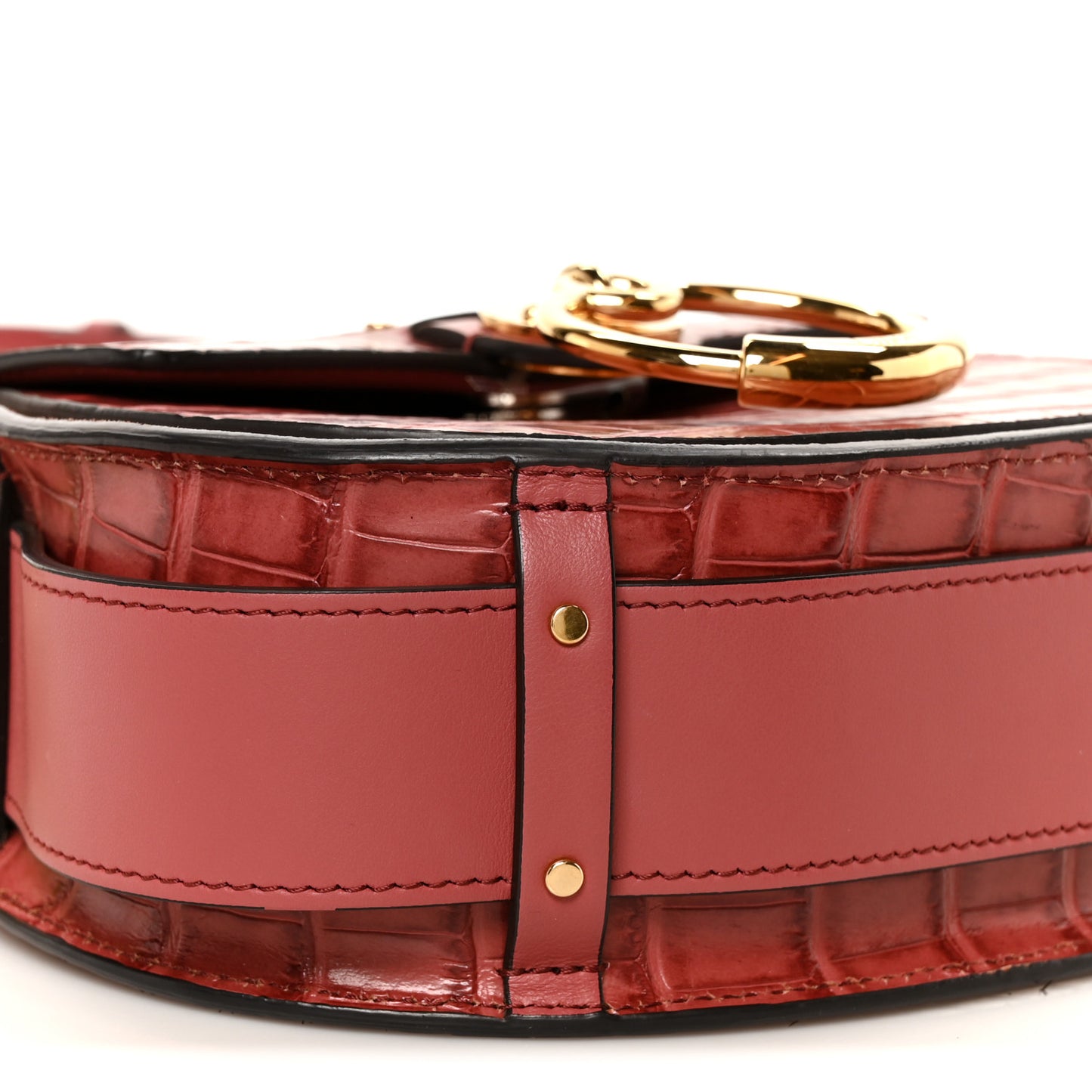 Calfskin Crocodile Embossed Small Tess Bag Rose