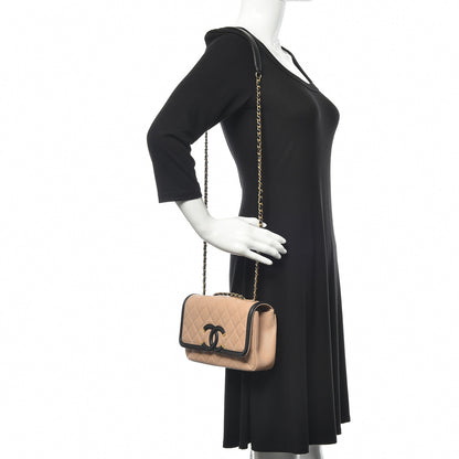 Chanel Caviar Quilted Small CC Filigree Flap Beige Black 2 of 10