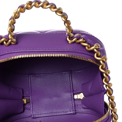 Chanel Lambskin Quilted CC Bubble Vanity Case With Chain Purple 5 of 9