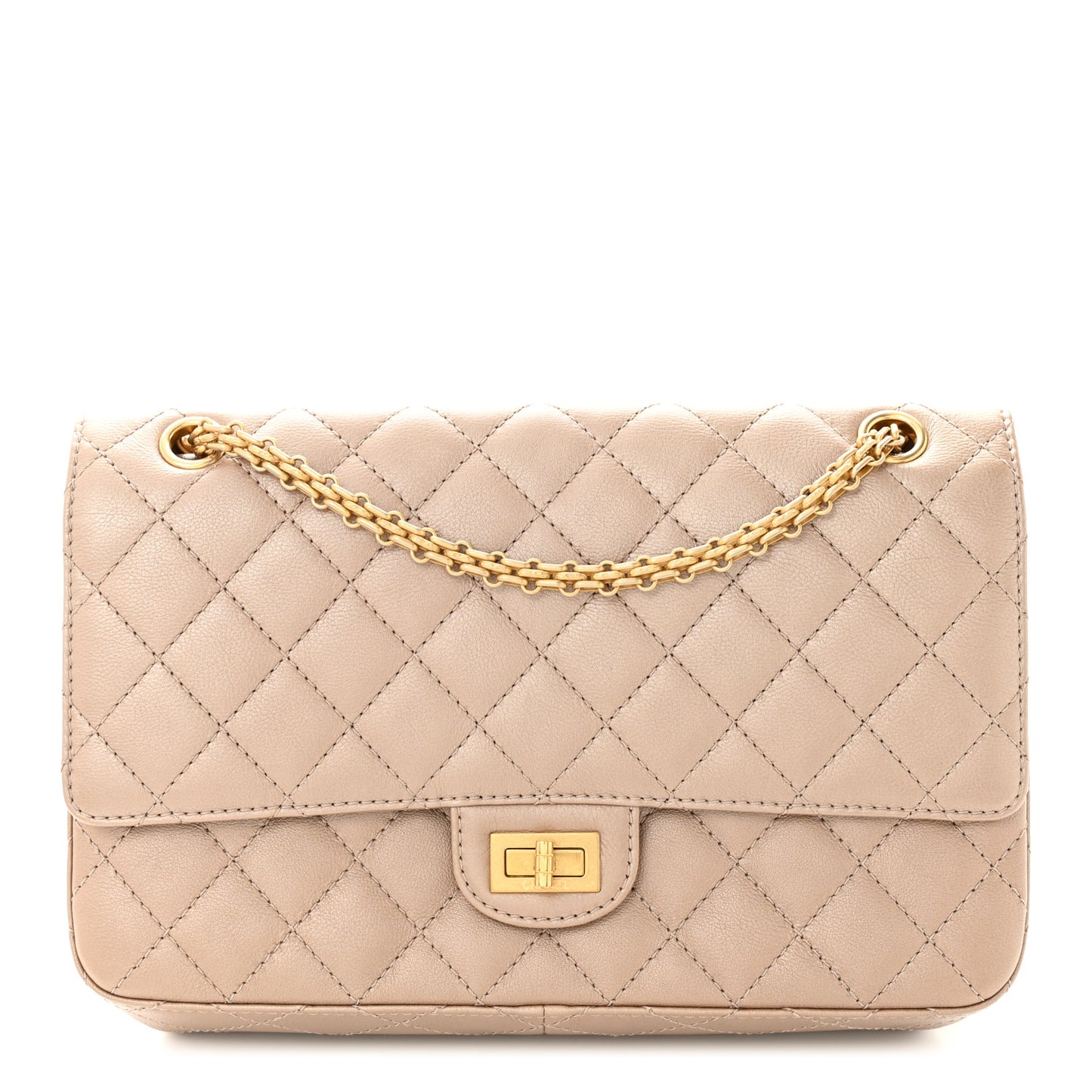 Metallic Calfskin Quilted 2.55 Reissue 226 Flap Dark Gold