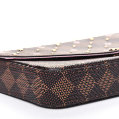 Louis Vuitton Damier Ebene Studded Pochette Felicie Chain Wallet 9 of 11