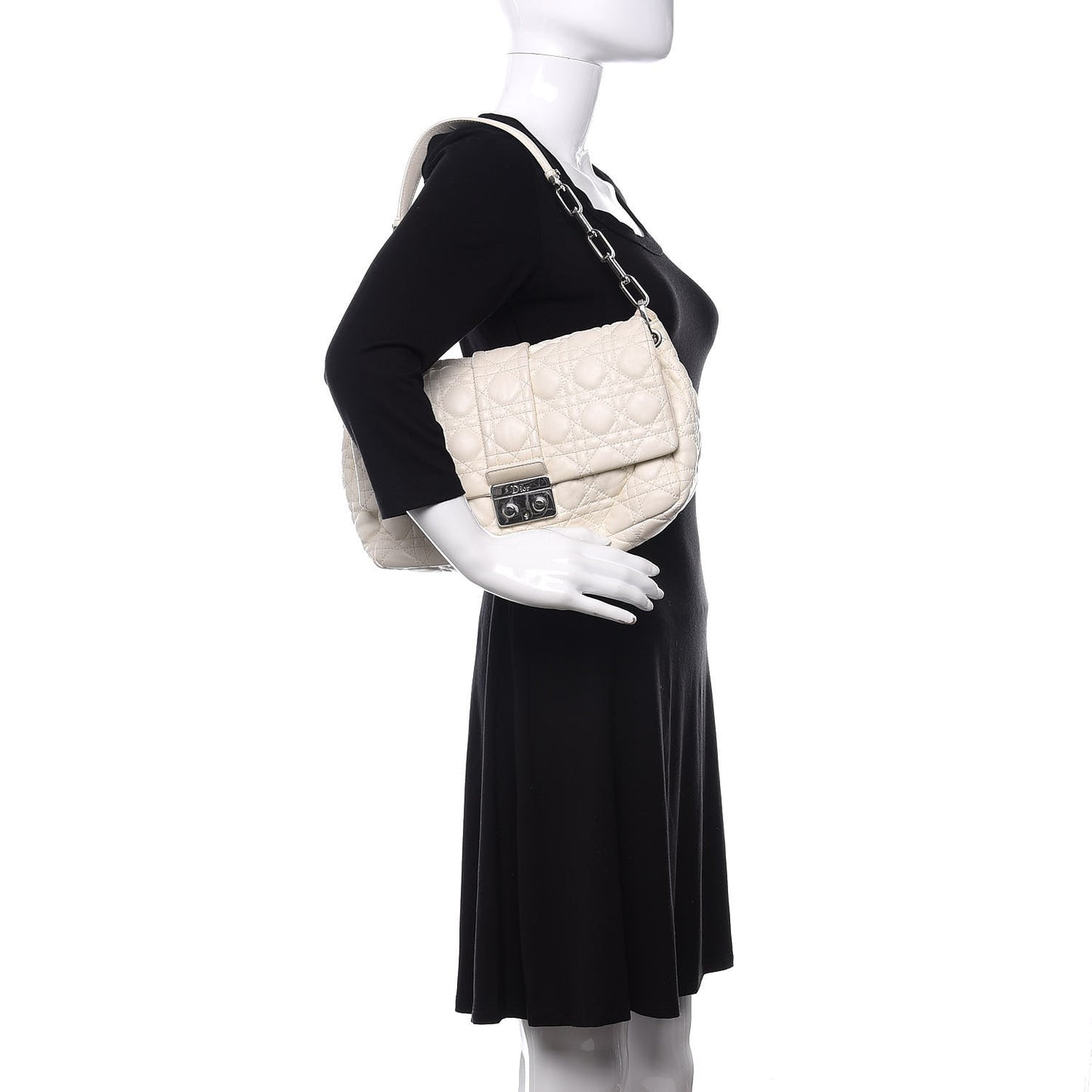 Lambskin Cannage Medium New Lock Flap White