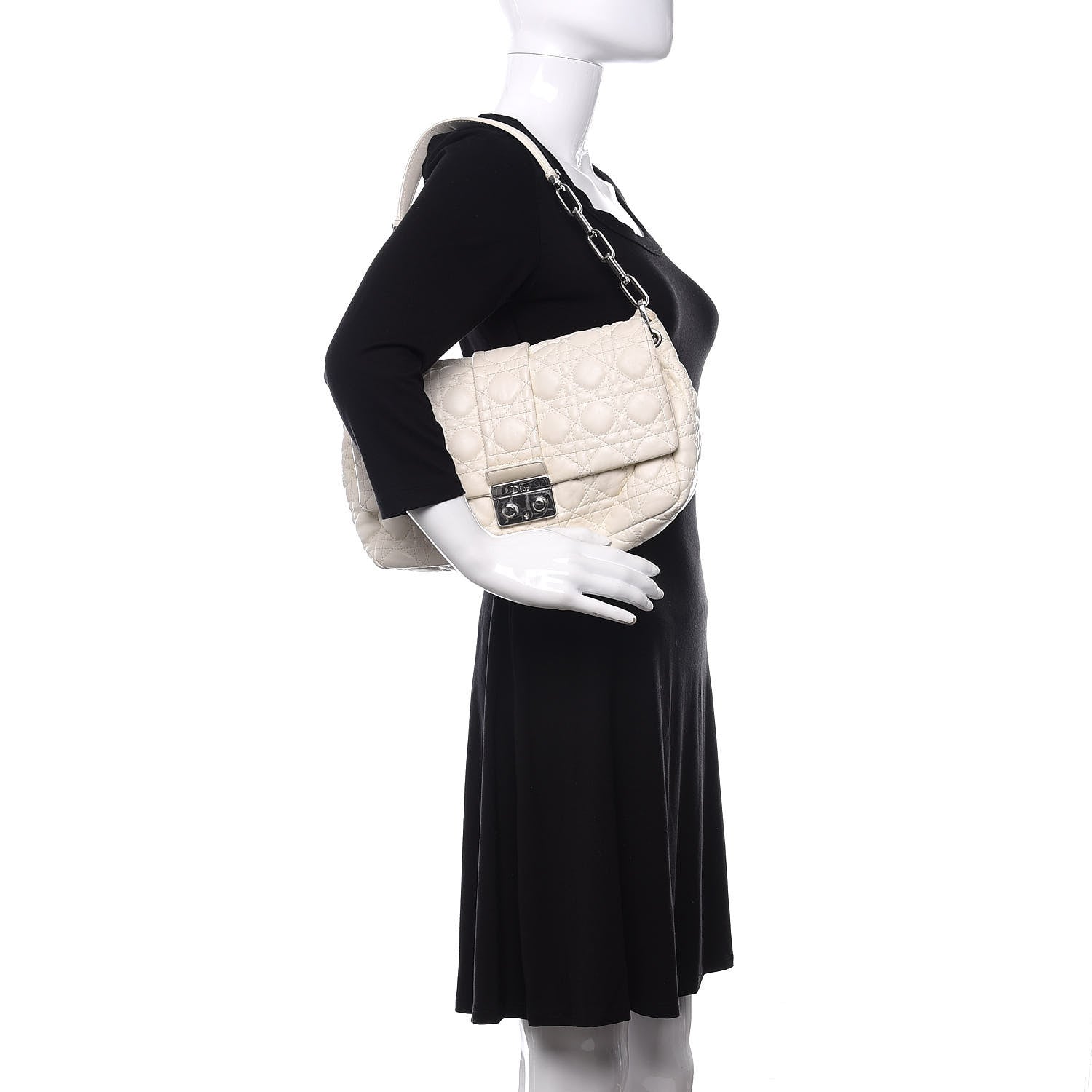 Christian Dior Lambskin Cannage Medium New Lock Flap White 2 of 11