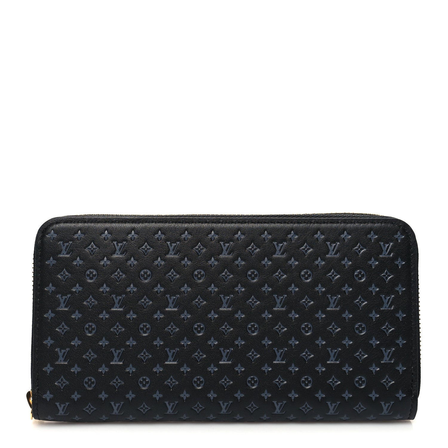 Louis Vuitton Calfskin Nanogram Embossed Zippy Wallet Black 1 of 7